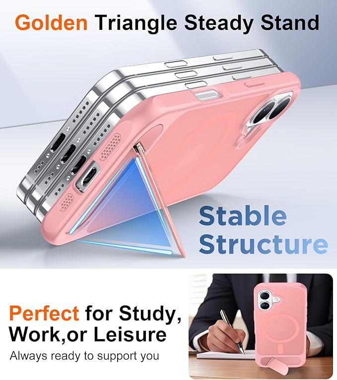 Magnetic Compatible with iPhone 16 Case, [Built-in Invisible Kickstand][Compatible with MagSafe][Military Grade Shockproof] Slim Translucent Matte Phone Case for iPhone 16 6.1"