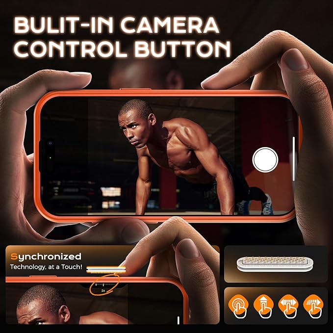 TOCOL for iPhone 16 Pro Case with Slide Camera Cover, Kickstand and Camera Control Button, Fit for MagSafe, Rugged Solid Phone Case, Non-Slip, Drop Protection, Orange