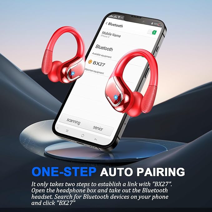 Wireless Earbuds Sport, Bluetooth 5.4 Headphones 2025 Bluetooth Earbuds with 75Hrs Stereo, 4 ENC Mic, Over-Ear Buds with Earhooks Noise Canceling Earphones , IP7 Waterproof Headset for Workout/Running