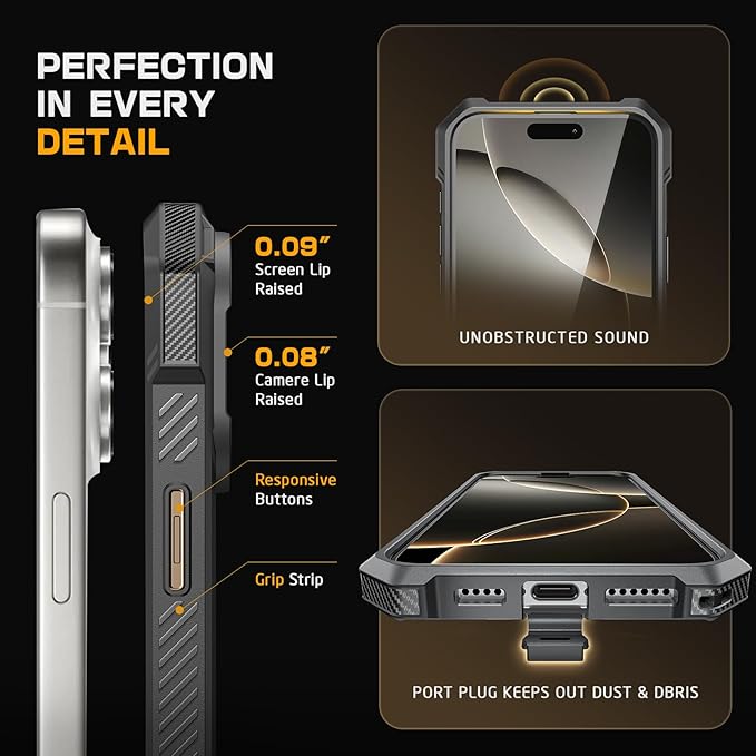 SUPCASE for iPhone 16 Pro Max Case with Camera Control Capture Button (Unicorn Beetle Grip), [Built-in Stand] [Compatible with MagSafe] Heavy Duty Magnetic Phone Case for iPhone 16 Pro Max, DesertGold