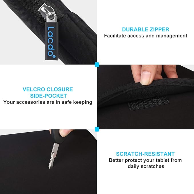 Lacdo Tablet Sleeve Case for 13 inch New iPad Air M4 M3 M2 2026-2024, 13 inch iPad Pro M5 M4 2025-2024, 12.9 inch iPad Pro 6 5 4 3 with Magic Keyboard and Smart Keyboard Folio Protective Bag, Black