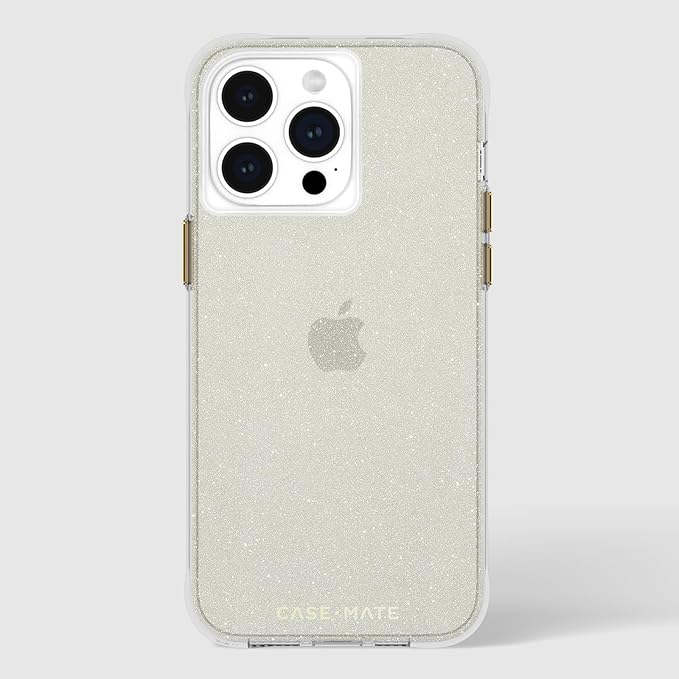 Case-Mate iPhone 15 Pro Max Case - Sheer Crystal Champagne Gold [12ft Drop Protection] [Wireless Charging Compatible] Luxury Cover w/Cute Bling Sparkle for iPhone 15 Pro Max 6.7", Anti-Scratch, Slim
