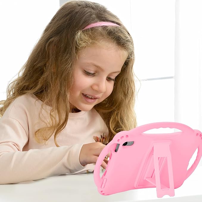 TopEsct Kids Case for iPad mini 7 (A17 Pro) 2024 /iPad Mini6 2021, Shockproof Silicone Cover with Handle Stand for 8.3" iPad mini 6th/7th Gen, Pink