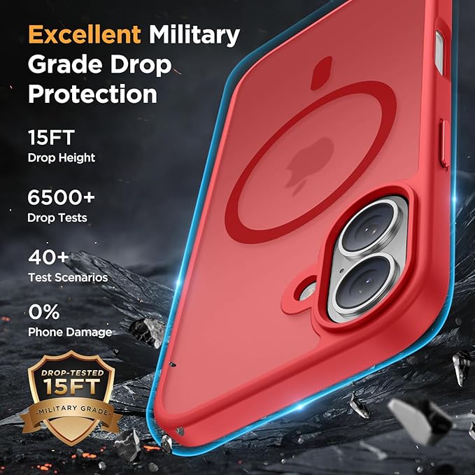 Miracase Magnetic Series for iPhone 16 Case [Compatible with MagSafe] Military-Grade Protection, Anti-Fingerprint, Slim Phone Case for iPhone 16 6.1 inch - Red