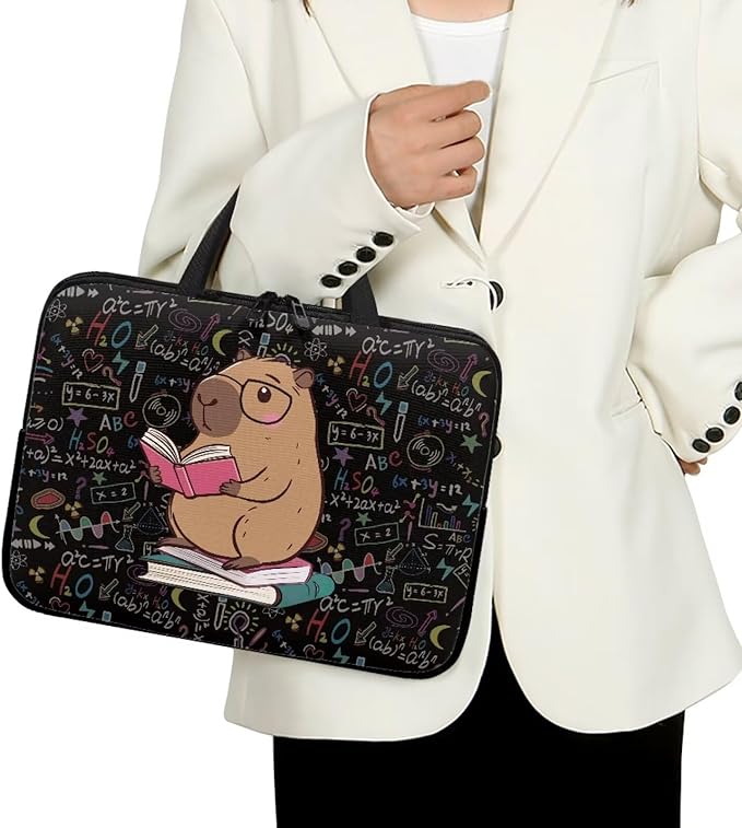 Capybara Formula 17 Inch Laptop Sleeve Protective Laptop Case Tote Bag with Zipper for Women Men Handbag Tablet Carrying Case Shoulder Bag for Business Travel Back to School Supplies