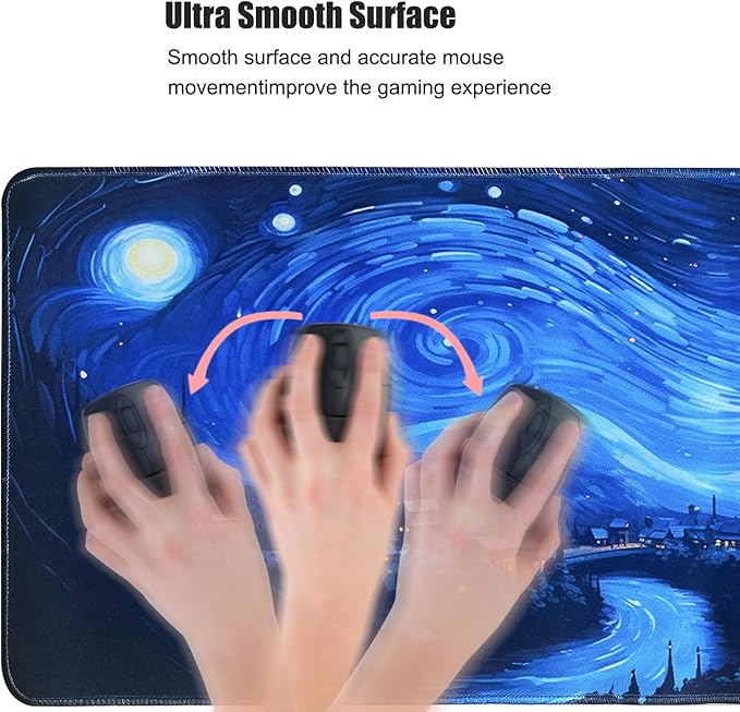 Gaming Mouse Pad XL XXL with World Map(31.5 x 11.8in), Desk Mat&Large Mouse Pad Keyboard Mat 2MM Anti Slip and Waterproof Rubber Mouse Pad (Abstract Starry Sky)…