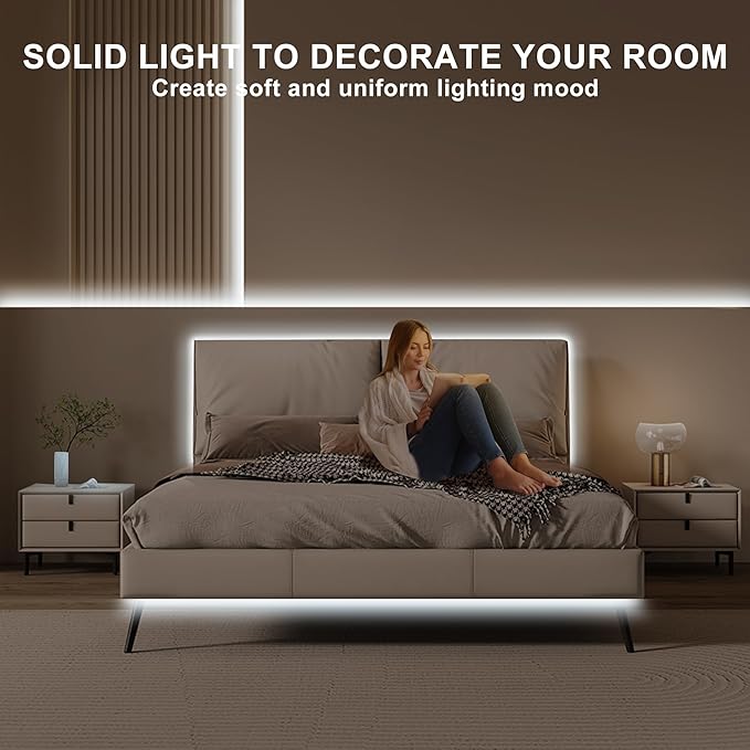 32.8ft COB Led Strip Light with Remote, 6500K Ra93+ Dimmable Bright Daylight White Led COB Strip Light, White Continuous Led Strip Light for Mirror, Stair, Cabinet, Room