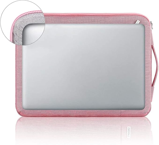 LANDICI 360° Protective Laptop Sleeve 13-14 Inch, Computer Bag Carrying Case for MacBook Air 13 M1/M2, MacBook Pro 13/14, Chromebook 14, Women, Slim, Shockproof, Waterproof, Pink