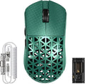 ATTACK SHARK R5 Ultra Wireless Gaming Mouse,Carbon Fiber Shell 39g Superlight,PAW3950MAX Nordic 52840 MCU 8K Polling 42K DPI Optical Sensor,BT/2.4G/USB-C Wired Mice with Coiled Cable-Green&Griptape