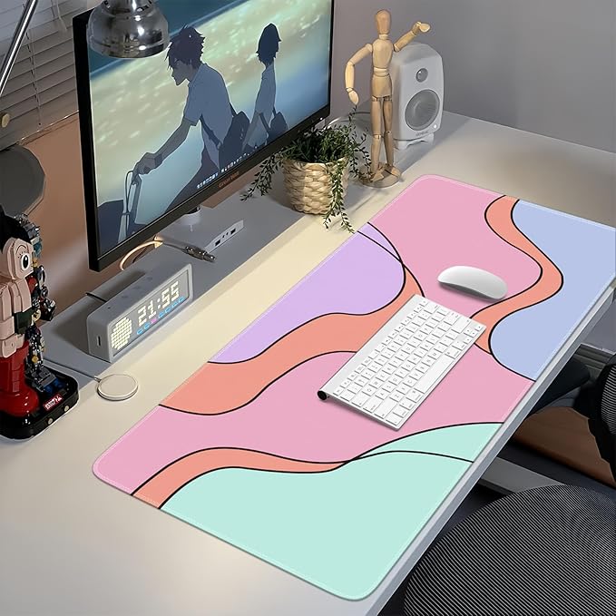 iCasso Desk Mat, XXL Large Mouse Pad with Stitched Edges, Anti-Slip Big Mousepad for Desktop, Keyboard Mat for Computer (Topographic)