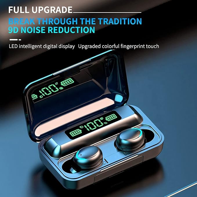Bluetooth Wireless Headphones,TWS F9 with Noise canceling Earbuds with Mic HiFi Stereo Waterproof Sports Headset for Cell Phones and pc Sound and with 50 hrs Playtime