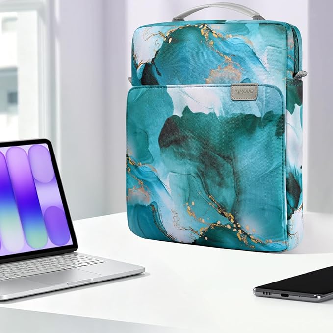 TiMOVO Laptop Sleeve Bag for MacBook Neo 13 inch 2026 Model A3404 with A18 Pro Chip, Handle Carrying Case with Shoulder Strap, Cloud Peacock Blue
