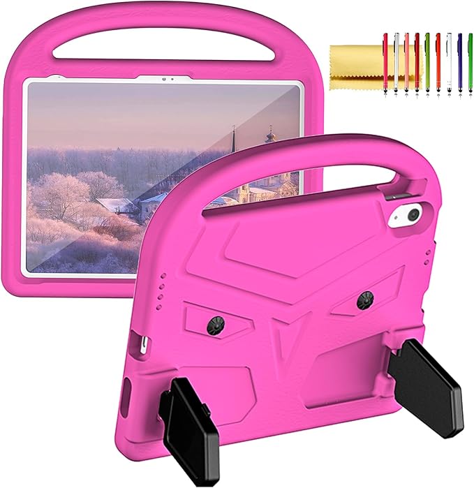 Dteck for iPad 10th Generation Case Kids 10.9 Inch 2022, Durable Lightweight Shockproof Protective Handle Stand EVA Foam Boys Girls Kids Proof Case for iPad 10th Generation 10.9 Inch 2022,Pink