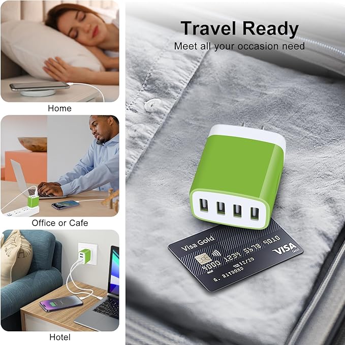 Fast Charger Box for iPhone 17e 17 Air Pro Max 16 15 14 13 12 11 XR XS X 8 7 6,Samsung Galaxy A17 5G S26+ S26 Ultra,Pixel 10,USB Charger Block Charging Station Brick Multi USB Power Adapter Travel Box