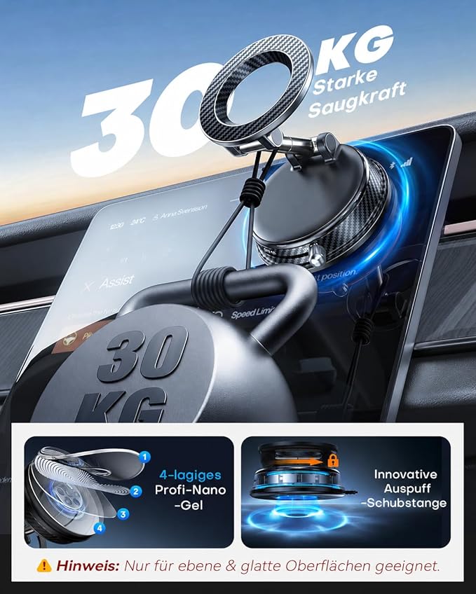 Upgraded Car Phone Holder for Magsafe [108+LBS Strongest Suction & 3000gf Magnetic] Vacuum Magnetic Phone Holders for Your Car 360° Adjustable Car Phone Mount for iPhone & Android Light Black