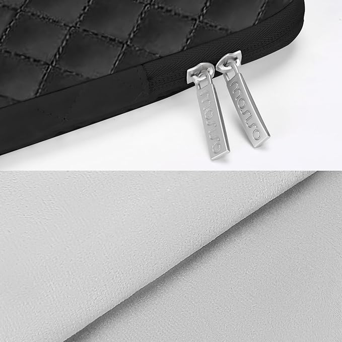 MOSISO 9-11 inch Tablet Sleeve Case for iPad A16 2025, iPad Air 11 inch M3 M2, iPad Pro 11 M4, iPad 10/9/8/7th, Galaxy Tab A9+/S9/S8/Plus 11, Square Quilted Vertical Bag with Small Case, Black
