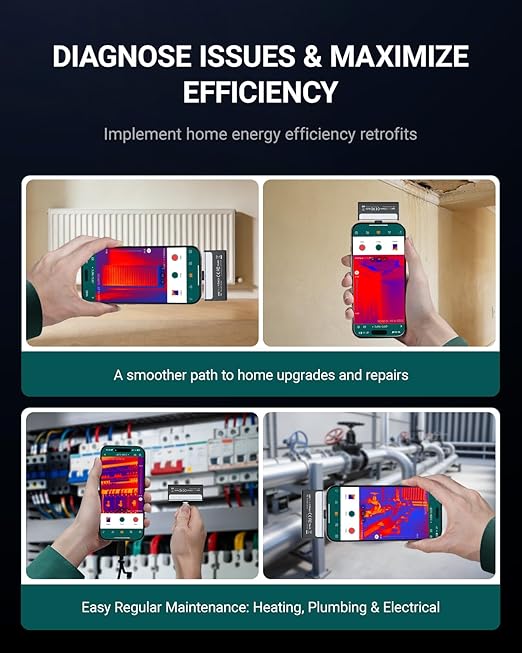 Thermal Camera for iPhone & Android, Thermal Imaging Camera 512x384 Super Resolution, Infrared Camera 8mm Macro Manual Focus, -4°F~1022°F Temp Range, Perfect for Home HVAC Inspection