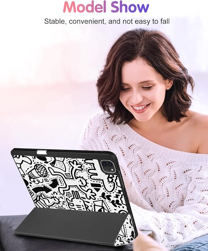 Uppuppy for iPad Air 11 inch Case, Air 5th/4th Generation 10.9, Pro 11'' (4th/3rd/2nd/1st Gen) Case Cute Boys Women Pencil Holder Cool Men Design Folio Cover for iPad Air 11 2024/2025 (M2/M3)