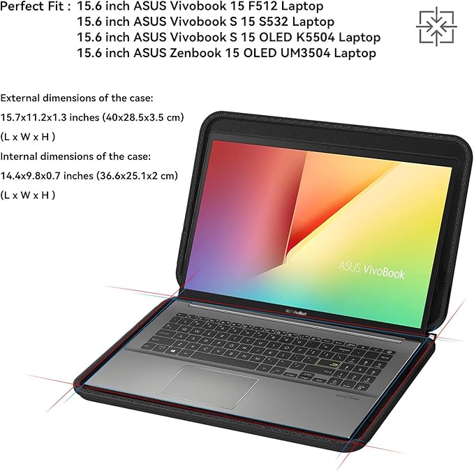 Smatree Hard EVA Protective Sleeve Compatible for 16 inch ASUS Zenbook S16 (UX5606), for 15.6 inch ASUS Vivobook 15 F512/S 15 S532/S 15 OLED K5504, for 15.6 inch ASUS Zenbook 15 OLED UM3504 (A1600)