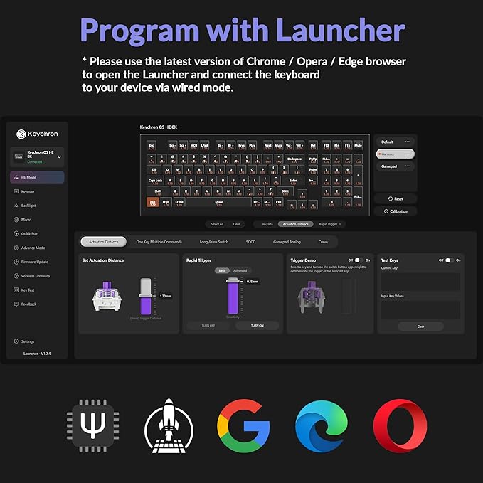Keychron Q5 HE 96% 8K Wired Hall Effect Gaming Keyboard, Rapid Trigger Magnetic Switches Keyboard Hot Swappable, 8000 Hz Polling Rate, Adjustable Actuation, Aluminum, RGB, QMK, Mac/Windows – Black
