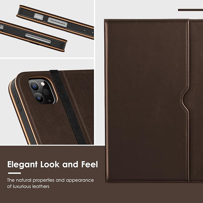 VIKESI Case for iPad Air 13 inch (M4) 2026 / (M3) 2025 / (M2) 2024,Premium Leather Folio,Apple Pencil Holder,Auto Sleep/Wake,Stand Cover - Dark Brown