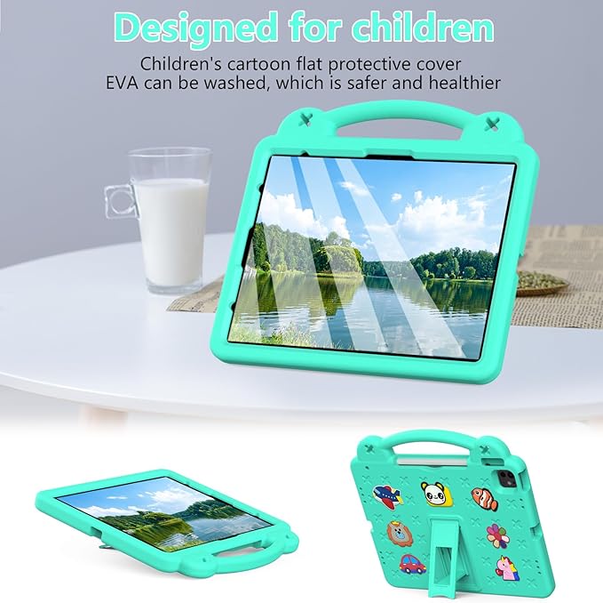 YRH Kids Case for iPad Air 13-in. M4/M3/M2 (2026/2025/2024), for iPad Pro 13-in. M5/M4 (2026/2024), for iPad Pro 12.9-in., Green
