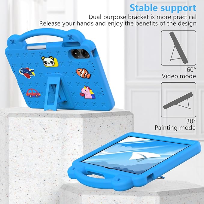 AKABEILA Compatible with Xiaomi Redmi Pad Pro 12.1 2024 Tablet Case, Kids Friendly Universal Lightweight Shockproof Protective Case with Shoulder Strap & Stand Handle Sky Blue