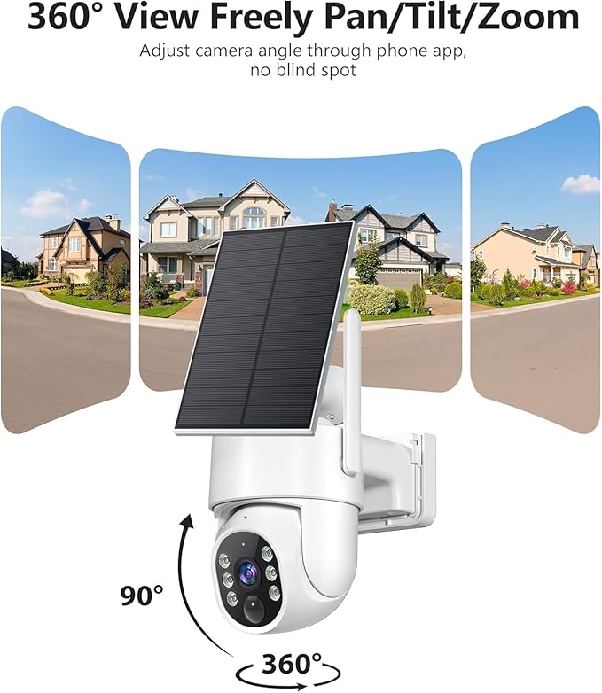 2K Security Camera System, 5GHz&2.4GHz WiFi Solar Wireless Cameras for Home Security, Wire-free Installation, AI Detection, Two-way Audio, Mobile alerts, SD/Cloud Storage, Color Night Vision, 4 Packs