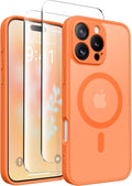 CAPRARO Magnetic Compatible with iPhone 16 Pro Case, Upgraded [Full Camera Protection] [Compatible with MagSafe] Protective Translucent Matte Women Girl Phone Case Cover, Orange Yellow