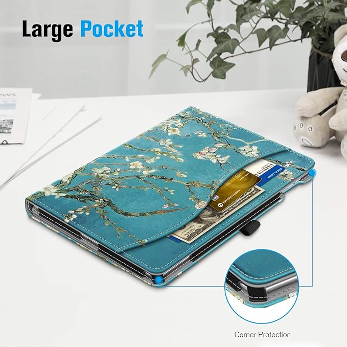 Fintie Case for iPad Pro 9.7 Inch 2016 Release Tablet- [Corner Protection] Multi-Angle Viewing Folio Smart Stand Back Cover with Pocket, Pencil Holder, Auto Wake/Sleep, Blossom