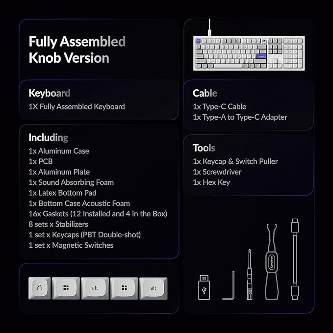 Keychron Q6 HE Wired Hall Effect Keyboard, Rapid Trigger Magnetic Switch Keyboard Hot Swappable, 8000 Hz Polling Rate Full-Size Layout Aluminum, Custom RGB for Mac Windows Linux - White
