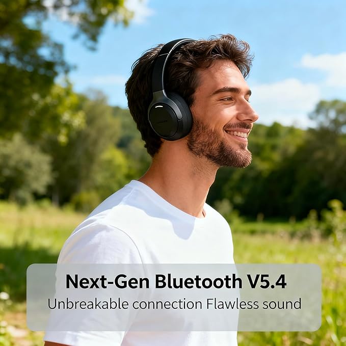 LC30Pro Hybrid Active Noise Cancelling Headphones, 100H Playtime Wireless Over Ear Bluetooth 5.4 Headset, Deep Bass, Multipoint Connection, Foldable Headphones for Travel, Home, Office