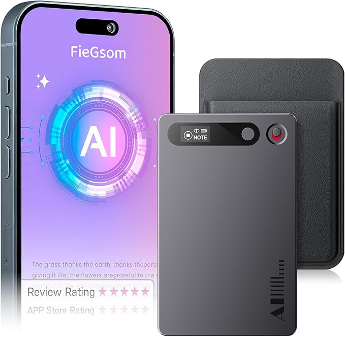 AI Voice Recorder, Note Voice Recorder, App Control, Transcribe & Summarize with AI Technology, Supports 80+ Languages, 64GB Memory Audio Recorder for Lectures, Meetings, Call, Interview (Black)