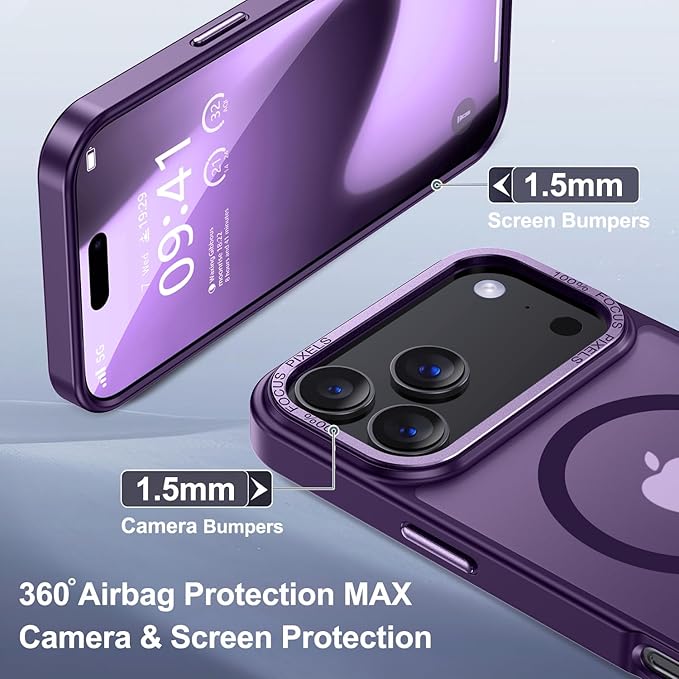 Newfuture Strong Magnetic Compatible with iPhone 17 Pro Case [13 FT Military Drop Protection] [Compatible with Magsafe] Slim Translucent Matte Shockproof with Anti-Fingerprint Phone Case, Dark Purple