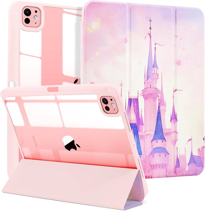MrARTIST for for iPad Pro 11 Inch Case (M5/M4) 2025/2024 6th/5th Generation Case Cute for Women Girls Girly Kawaii Aesthetic Design for Apple Tablet Cover with Pencil Holder, Castle