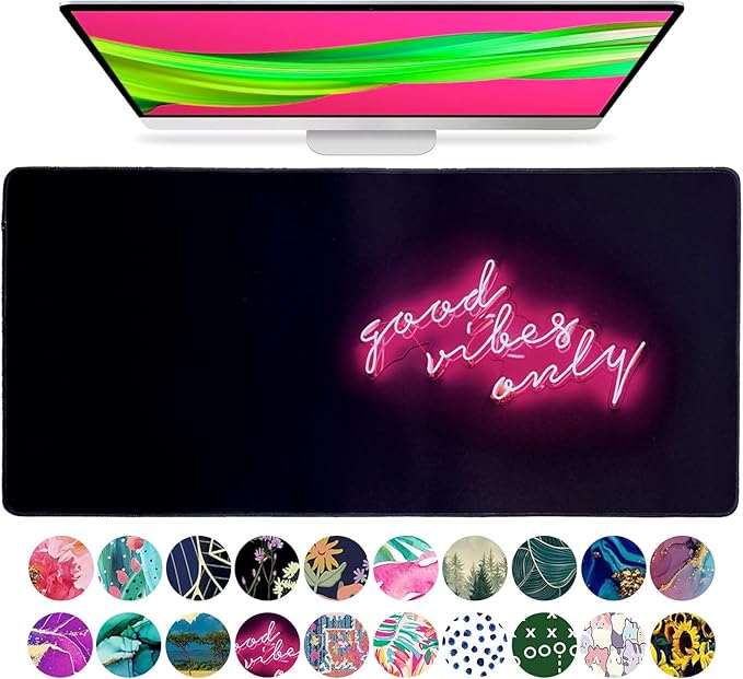 French KOKO Large Mouse Pad Desk Mat Protector Keyboard Pad Desktop Office School Decor Big Extended Quote Computer Accessories Mousepad Good Vibes Only Inspiration Work