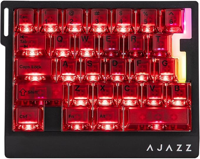 MechLands AJAZZ AK029 One Handed Gaming Keyboard, 8Khz Polling, 29 Keys Rapid Fast Wired Keyboard, SOCD & DKS, Magnetic Switch, Adjustable Actuation, RGB Backlits, Aluminum Plate (Red Transparent)