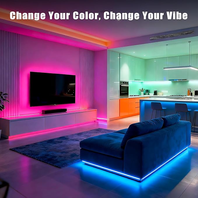 DAYBETTER Smart RGB Led Strip Lights, 150ft Led Lights for Bedroom with App Control, Multicolor Changing Led Light Strips Apply for Home Decor, Living Room, Kitchen, Home Party Decoration