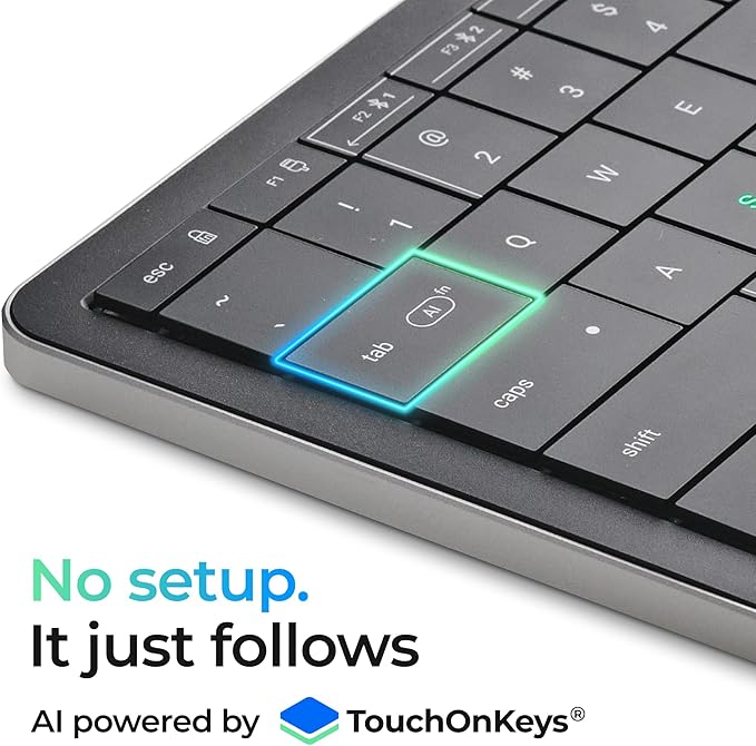 CLVX S Windows | Compact Touch On Keys & Gestures AI Keyboard | Bluetooth & USB-C | Low-Profile Silent Scissor Keys | Interactive RGB | Aluminum Chassis | Compatible with Windows/Linux/Android