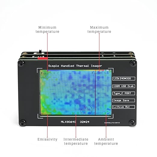Mini Handheld Thermal Camera, Portable Infrared Thermal Imaging Camera, Paranormal Equipment Thermal Imager, Non-Contact Heat Detector with Type-C Interface PC Link Data Storage