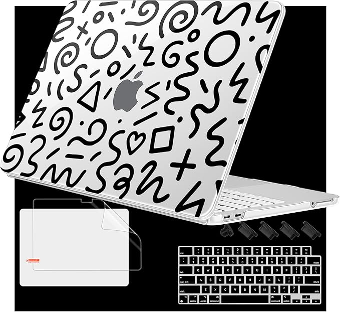Case for 2026 MacBook Neo 13-inch Laptop with Liquid Retina Display, Release Model A3404, Sturdy Plastic Hard Shell Case + Keyboard Cover + Trackpad Film + Dust Plug, Abstract Line