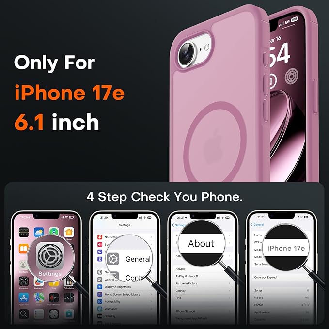 TOCOL for iPhone 17e Case, Compatible with Magsafe, Military Drop Protection, Slim Translucent Matte Shockproof for iPhone 17 e Case 6.1 inch (Lilac Purple)