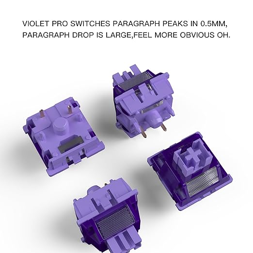 Outemu Violet Pro Keyboard Switch with Dustproof Stem for Mechanical Gaming Keyboard,5-Pin 40gf Tactile Pre-Lubed Switches(72Pcs)