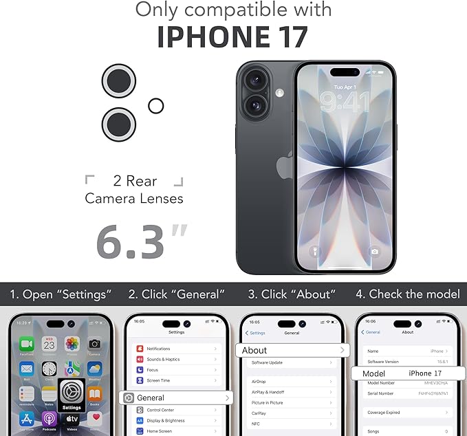 BERFY for iPhone 17 Case, Compatible with MagSafe, Built-in Privacy Screen Protector, Camera Protection, Shockproof Full Body Phone Case 6.3", Clear Black