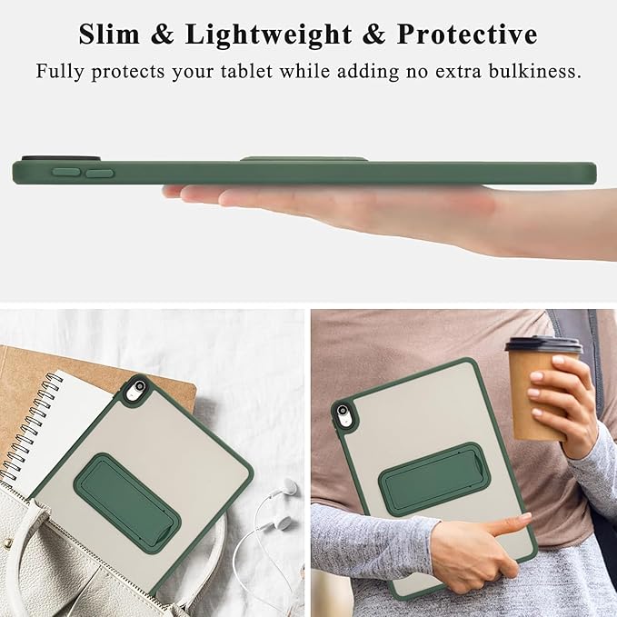 Shockproof Case for iPad (A16) 11th/10th Generation 10.9 inch 2025/2022, Kickstand Slim Fit Rugged Bumper Lightweight Anti-Scratch Bumper Case Cover for iPad 11th/10th Gen, Green