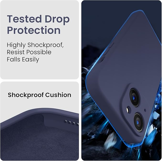 FireNova Designed for iPhone 15 Case, Silicone Upgraded [Camera Protection] Phone Case, Soft Anti-Scratch Microfiber Lining Inside, 6.1 inch, Navy Blue