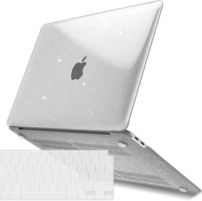 IBENZER Compatible with New MacBook Air 13 inch Case 2022 2021 2020 M1 A2337 A2179 A1932, Plastic Hard Shell Case with Keyboard Cover for Mac Retina Display with Touch ID, Star Clear, AT13-S-CL+1