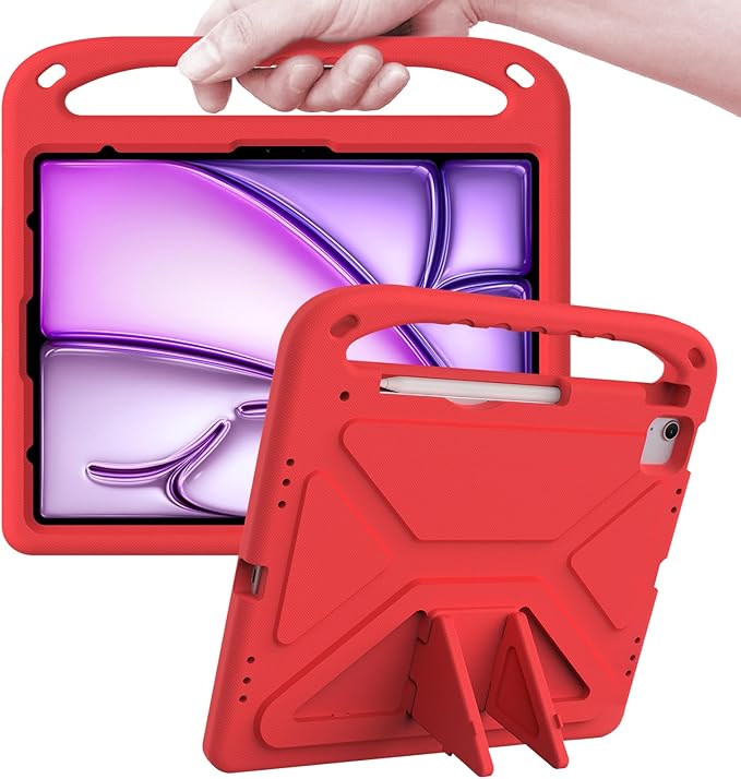ATOOZ Kids Case for iPad air 13 inch 2024 2025 2026 (M2 M3 M4) / iPad Pro 13 inch (M4 M5), Cover with Shockproof Handle Stand for iPad Pro 13 7th /8th Gen 13" Tablet (Red)