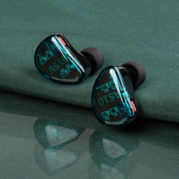 KZ AS10 in Ear Monitor Earbuds Headphone, Pure 5 Balanced Armature 5BA KZ Earbuds Earphone, Musician in Ear Monitor Headphone High Fidelity HiFi Headset (No Microphone, Green)
