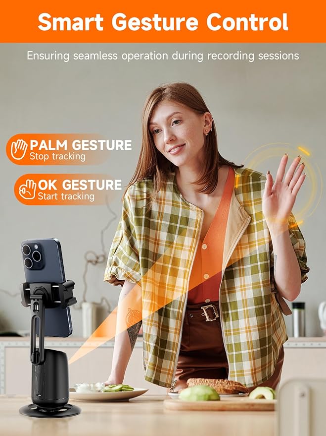 Rollei Auto Face Tracking Tripod, Desktop Smartphone Gimbal Stabilizer Phone Holder with AI Track for iPhone/Android Stand for Filming Streaming Tiktok Video Vlog